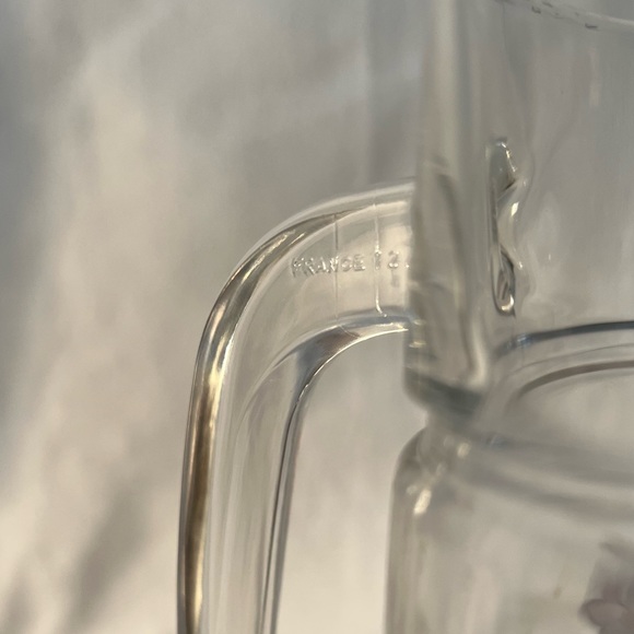 Vintage frosted Glass Pitcher Fruit Themed,  made in France - Picture 6 of 9